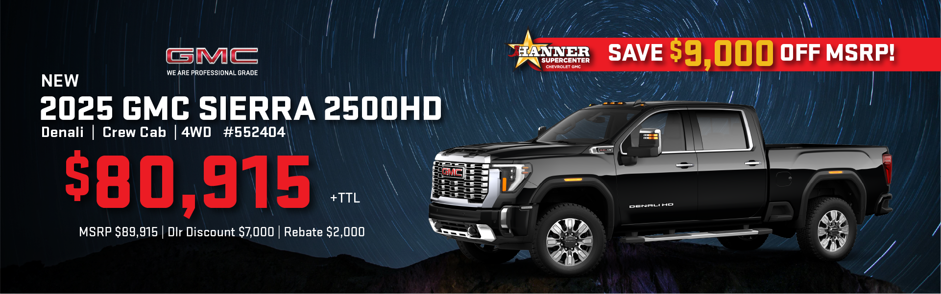 2025 Sierra 2500HD $9,000 Off MSRP