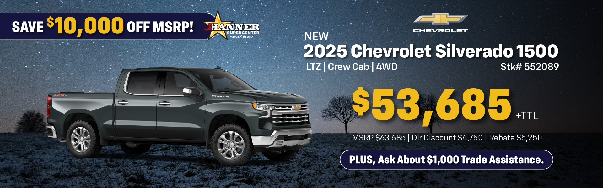 2025 Silverado 1500 $10,000 Off MSRP