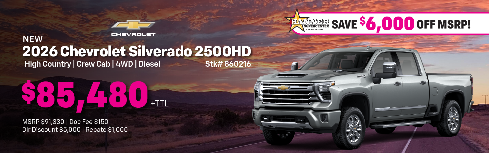 Save 6,000! 2026 Silverado 2500HD