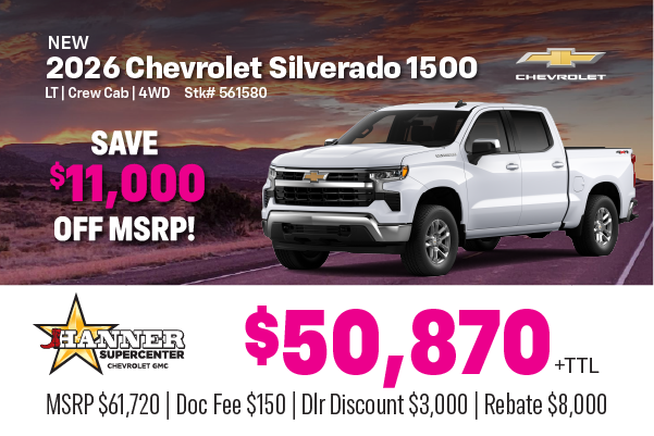 Save 11,000! 2026 Silverado 1500 LT